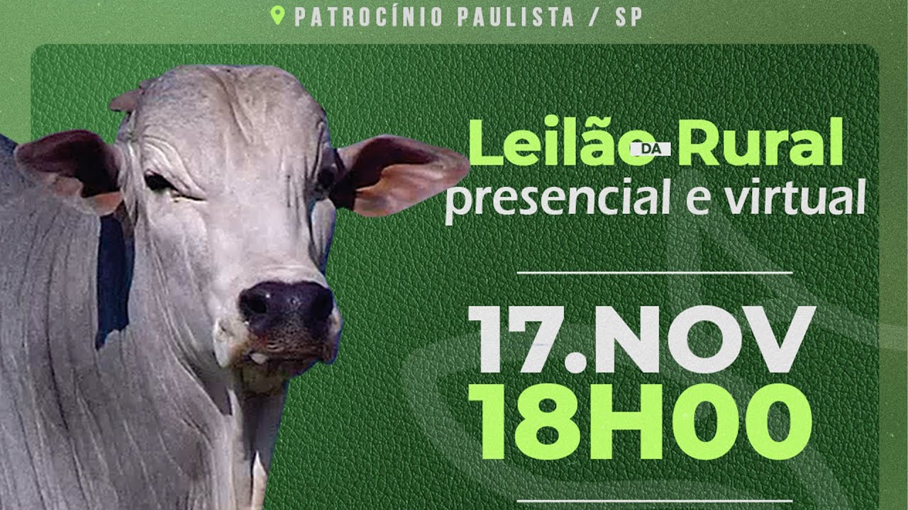 ✅📌 Leil&atilde;o Virtual e Presencial Rural Leil&otilde;es - Patroc&iacute;nio Paulista/SP