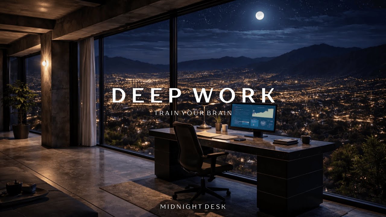 Minimal Ambient Focus for Deep Work 🌒 | Calm Concentration Session (1.5 Hours) | Midnight Desk