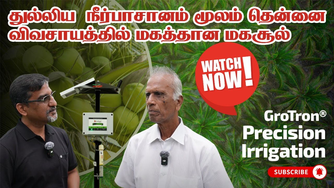 துல்லிய நீர்பாசானம் மூலம் தென்னை விவசாயத்தில் மகத்தான மகசூல் | GroTronⓇ