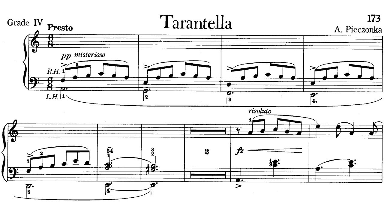 Piano Pieces for Children Grade 4 No.10 Pieczonka Tarantella (P.173) Sheet Music