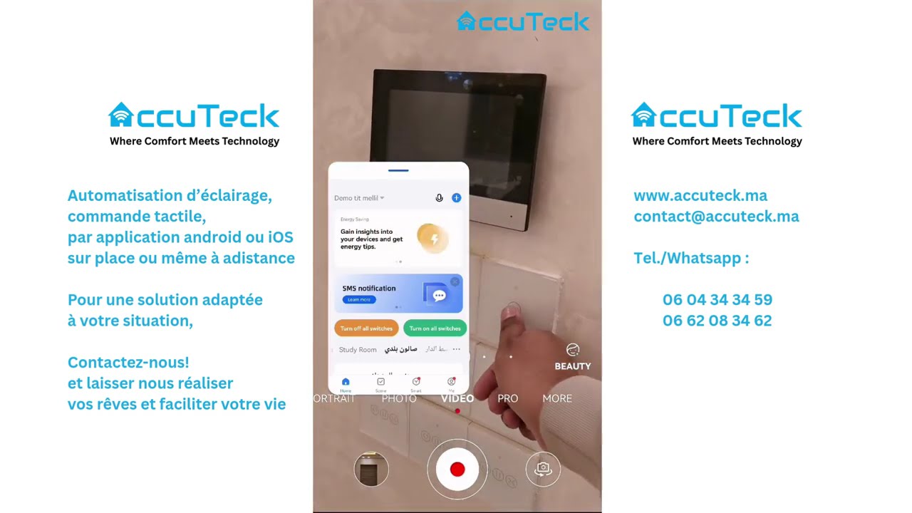 Automatisation d&rsquo;&eacute;clairage, commande tactile, par application android ou iOS sur place ou m&ecirc;me &agrave; adi
