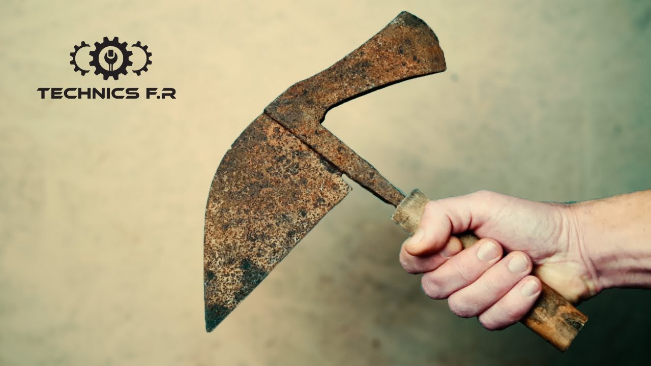 Restoration of an Rusty Old Billhook Axe - Mediterranean Probably Spanish