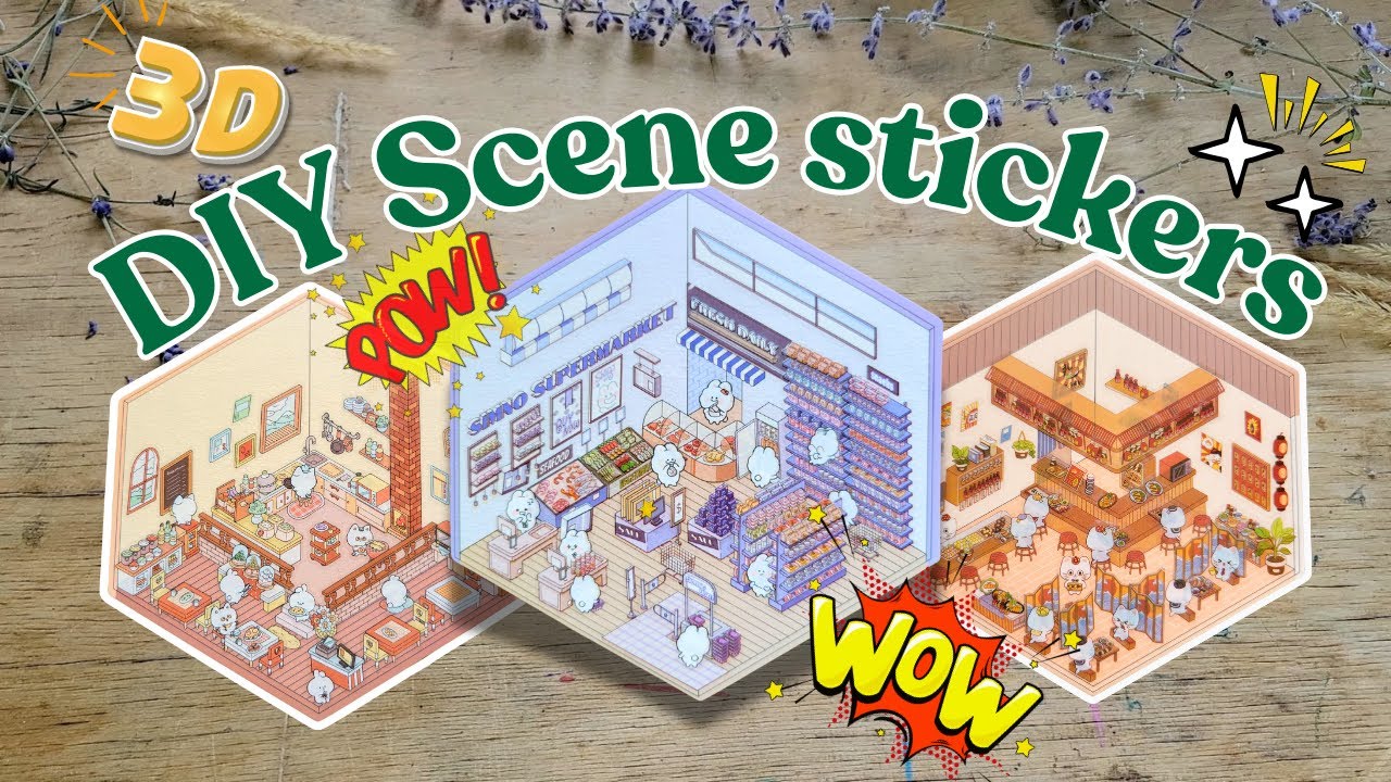 Collection of 3 || 🎧ASMR 3D Sticker Scene 🏡✨ | Satisfying Peeling & Placing Sounds | No Talking