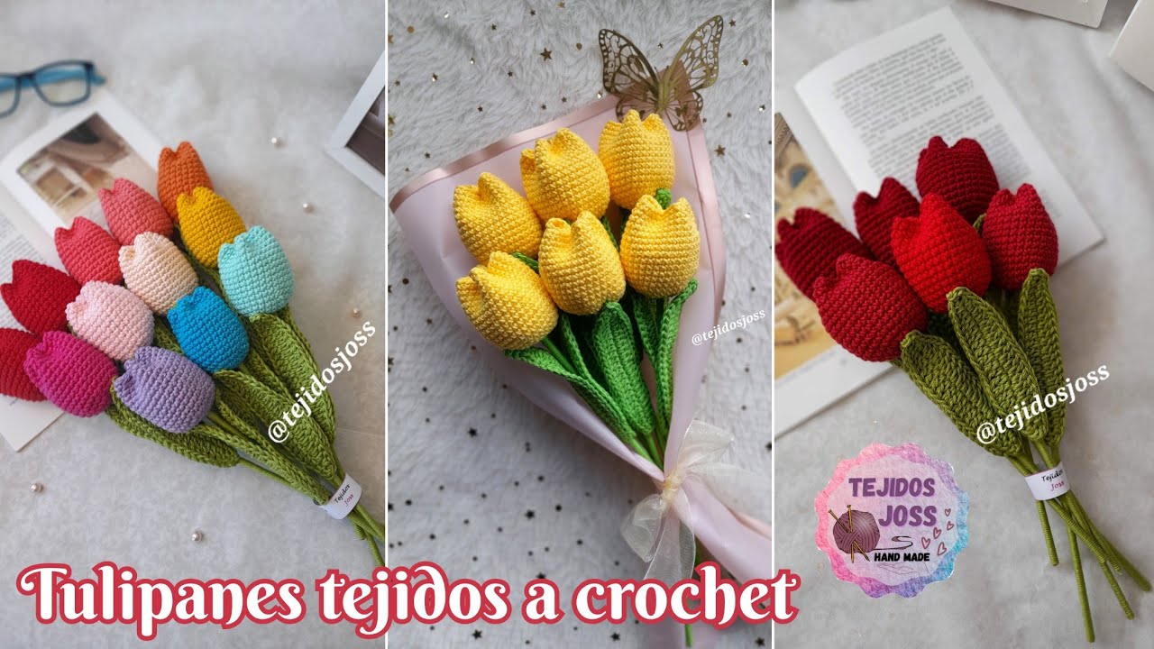 tulipanes tejidos a crochet