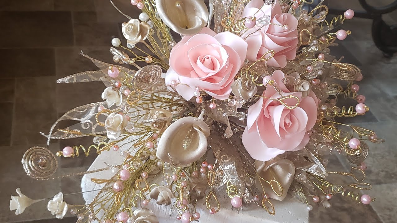 How to make  a Wedding bouquet or Quinceñera )RAMO PARA BODA O QUINCEAÑERA  (1 of 2)