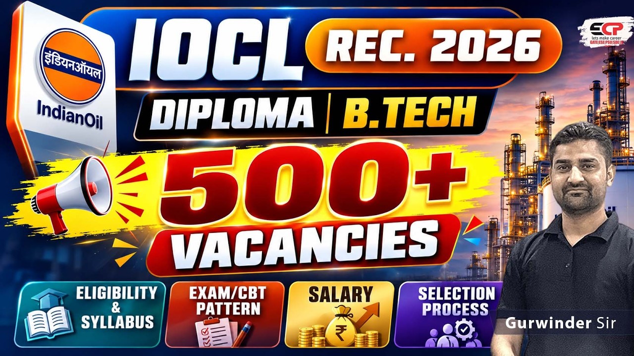 BTech & Diploma 500+ Vacancies | IOCL Recruitment 2026 | Salary, Exam pattern,Eligibility & Syllabus