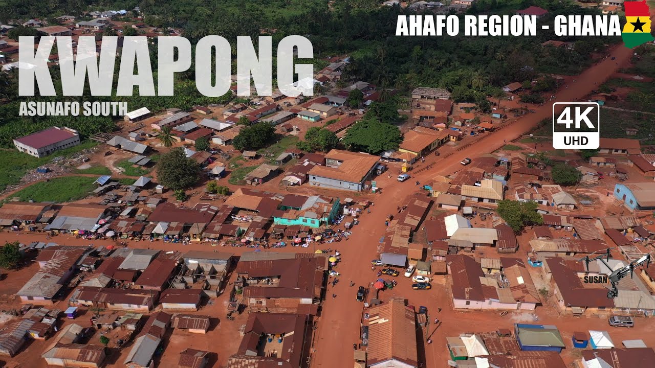 Kwapong Aerial View in the Asunafo South Ahafo Region of Ghana 4K