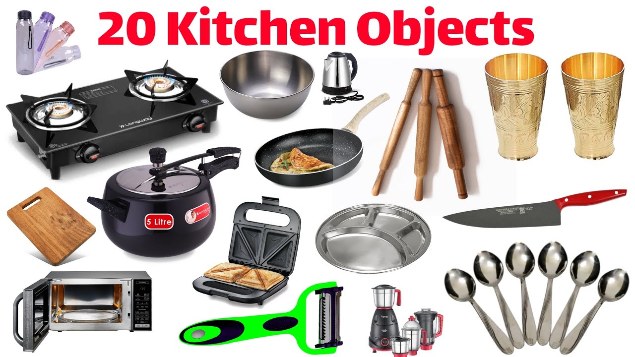 20 Kitchen Objects Names | Learn Kitchen Items in English for Kids | Educational Video