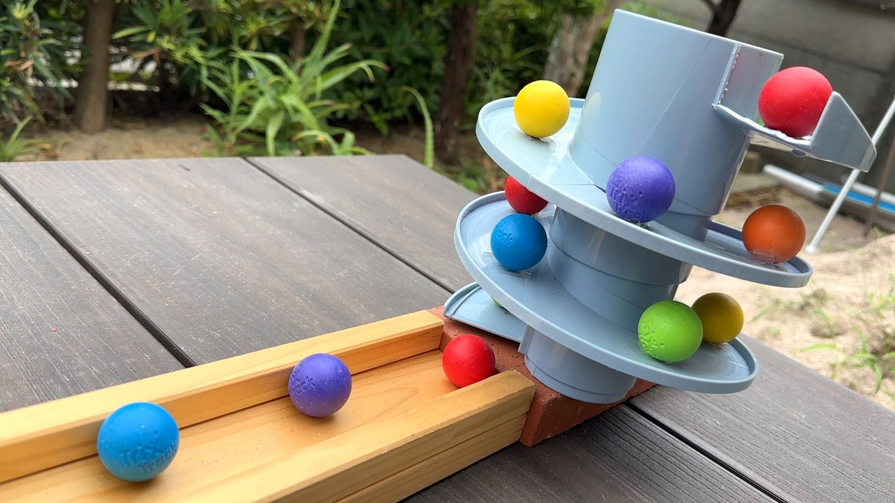手作り玉転がし☆木製レール、雨どい、スパイラルスロープ、ミックスコースまとめ動画