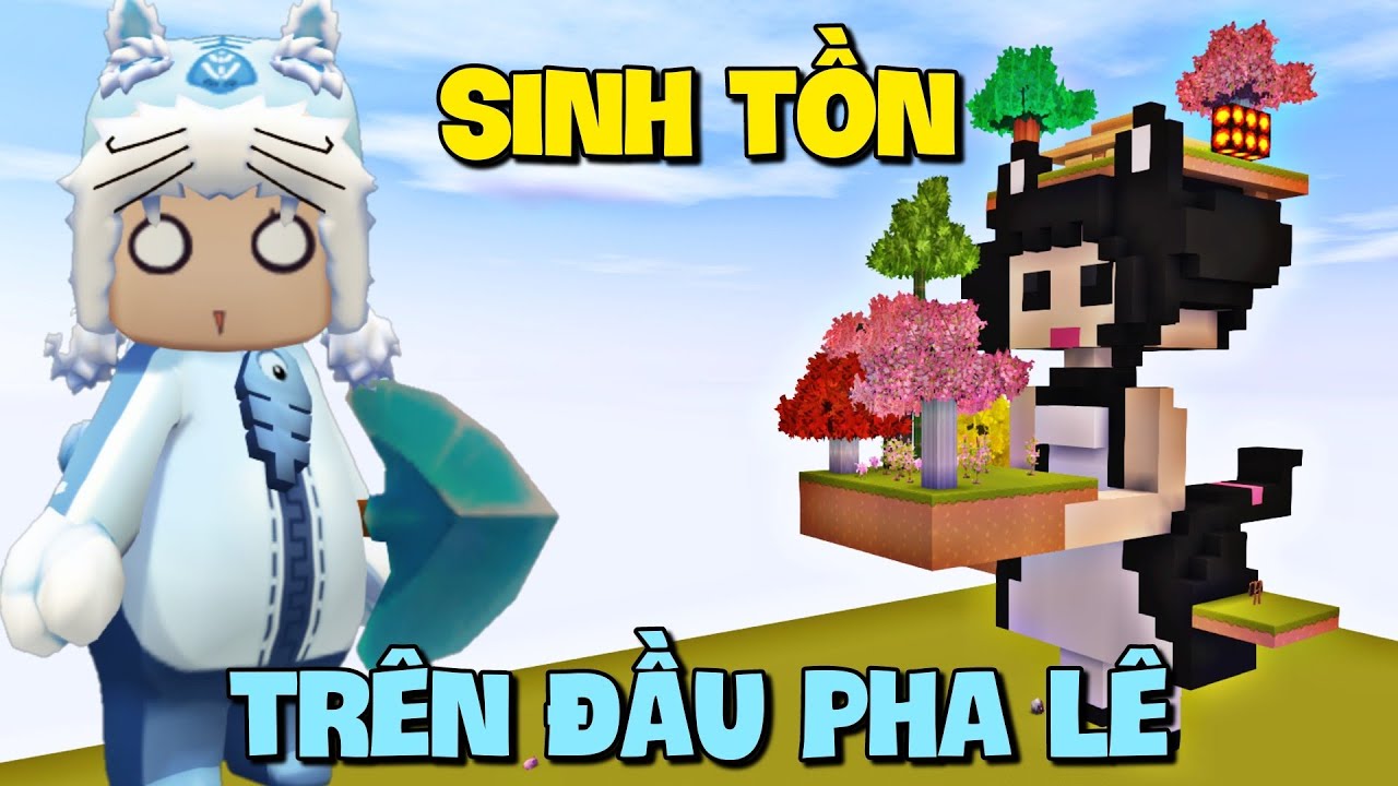 Thử thách sinh tồn trên đầu Skin Pha Lê trong Mini World | Meowpeo
