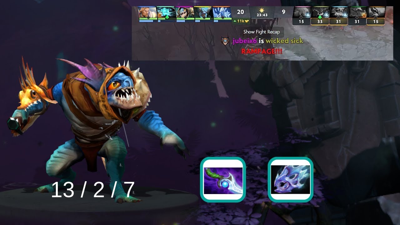 Slark Rampage - IMMORTAL RANK with 20Min GG Full Gameplay Dota 2 patch 7.22e