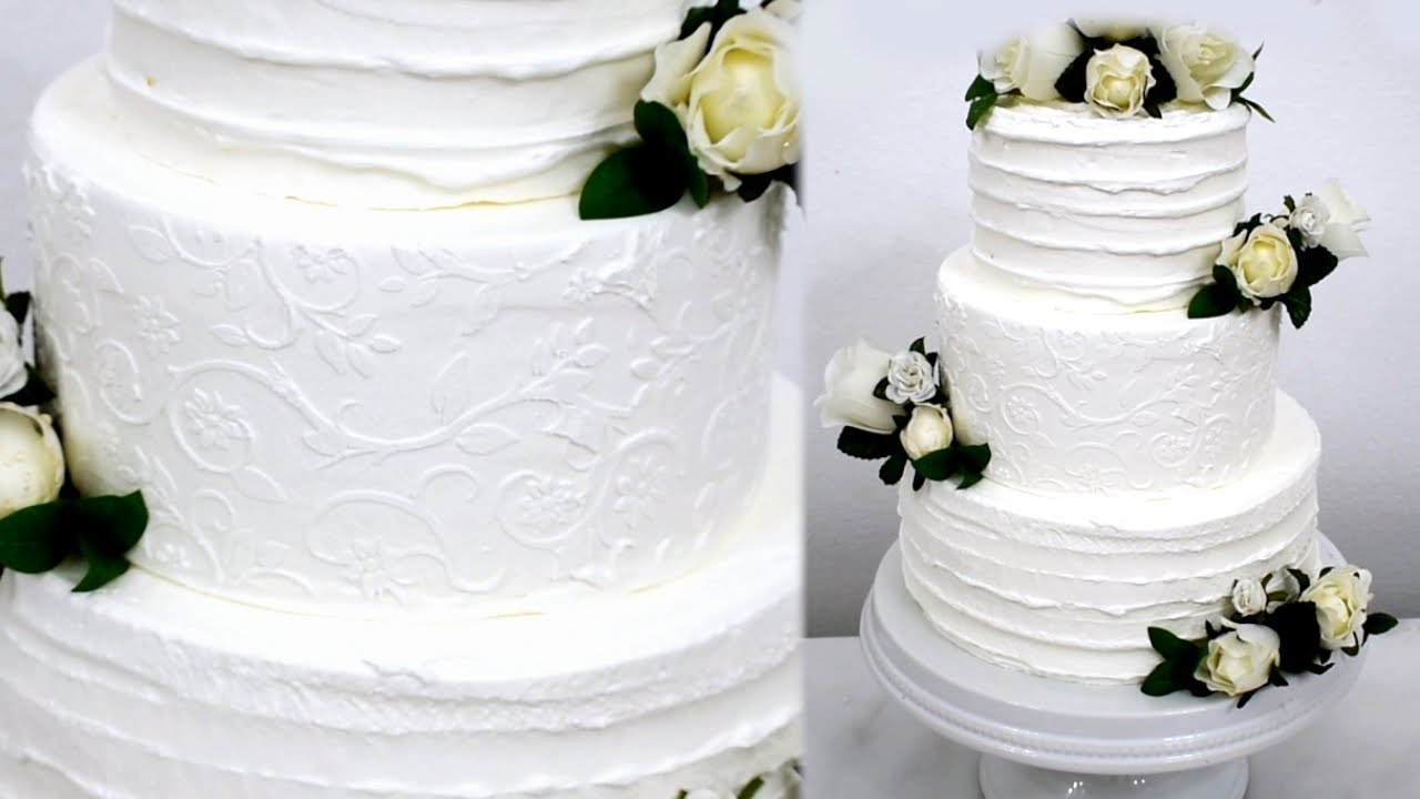 Decorating a Fake Wedding Cake with Royal icing. Simply Lovely White Wedding Cake Like Buttercream