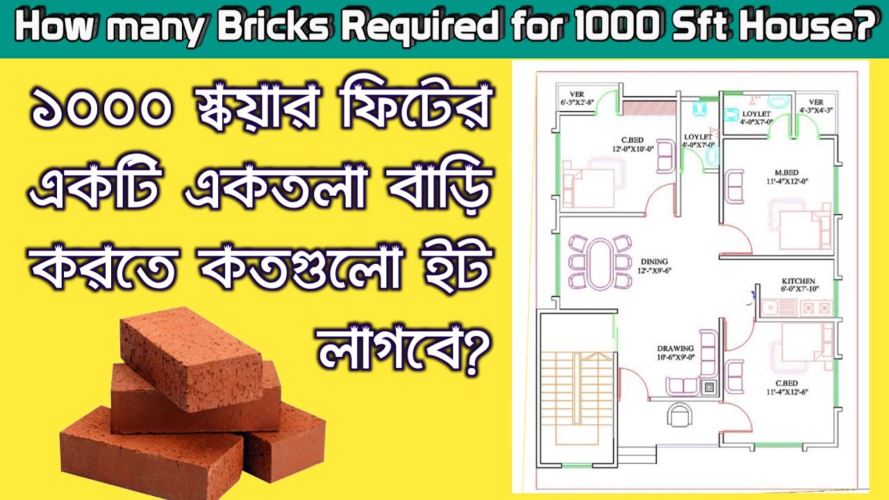 How many Bricks Required for 1000 sft house | ১০০০ স্কয়ার ফিট একটি একতলা বাড়ি করতে কতগুলো ইট লাগে?