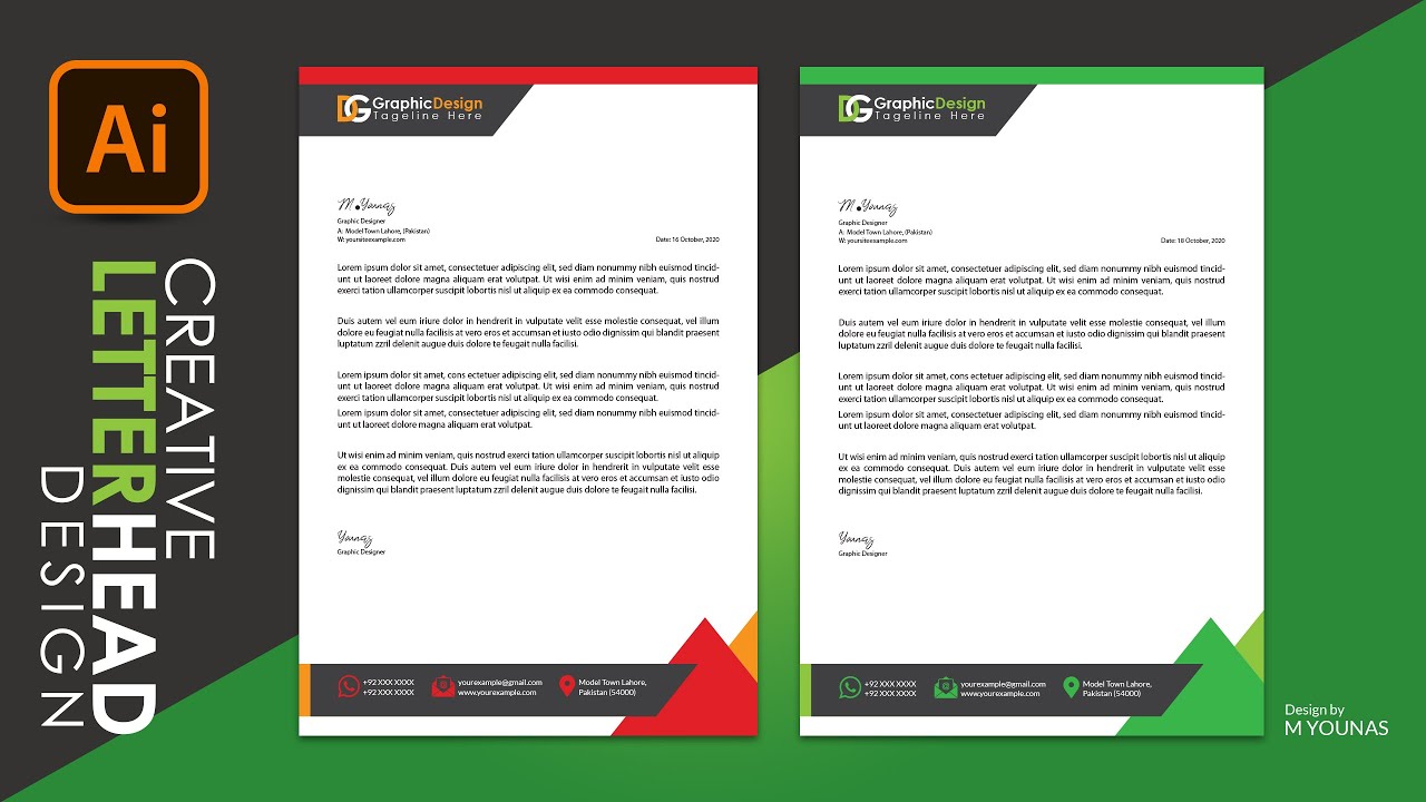Professional Letterhead Design in Adobe illustrator in Urdu | Creative Business Letterhead Design