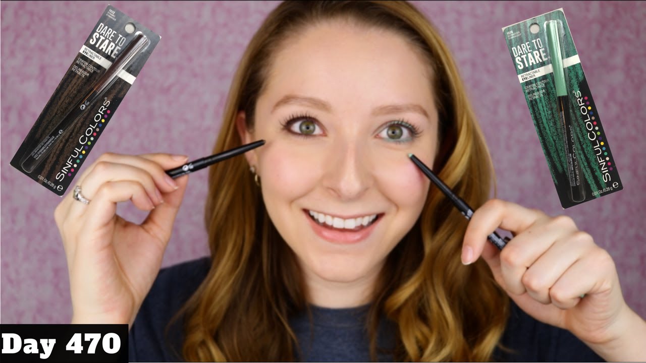 Sinful Colors Dare To Stare Eyeliner Review | Dollar Tree Makeup | Day 470 of Trying New Makeup