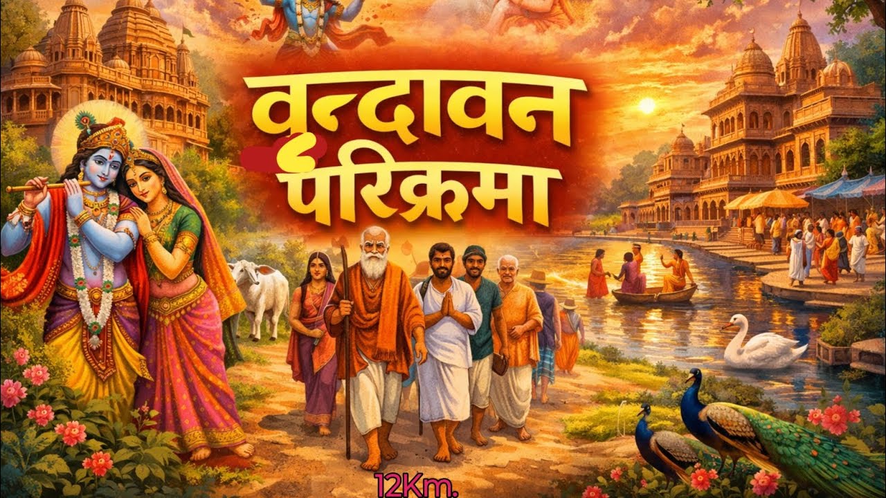 श्री धाम वृन्दावन की परिक्रमा का अद्भुत दर्शन।Vrindavan Parikrama 12 Km. Darsan