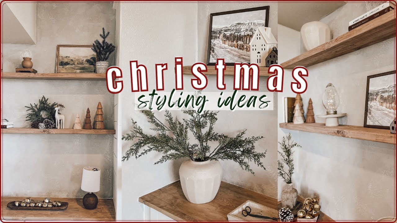 HOLIDAY DECORATING IDEAS for 2022 // shelf styling + decorating tips // christmas decorate with me!