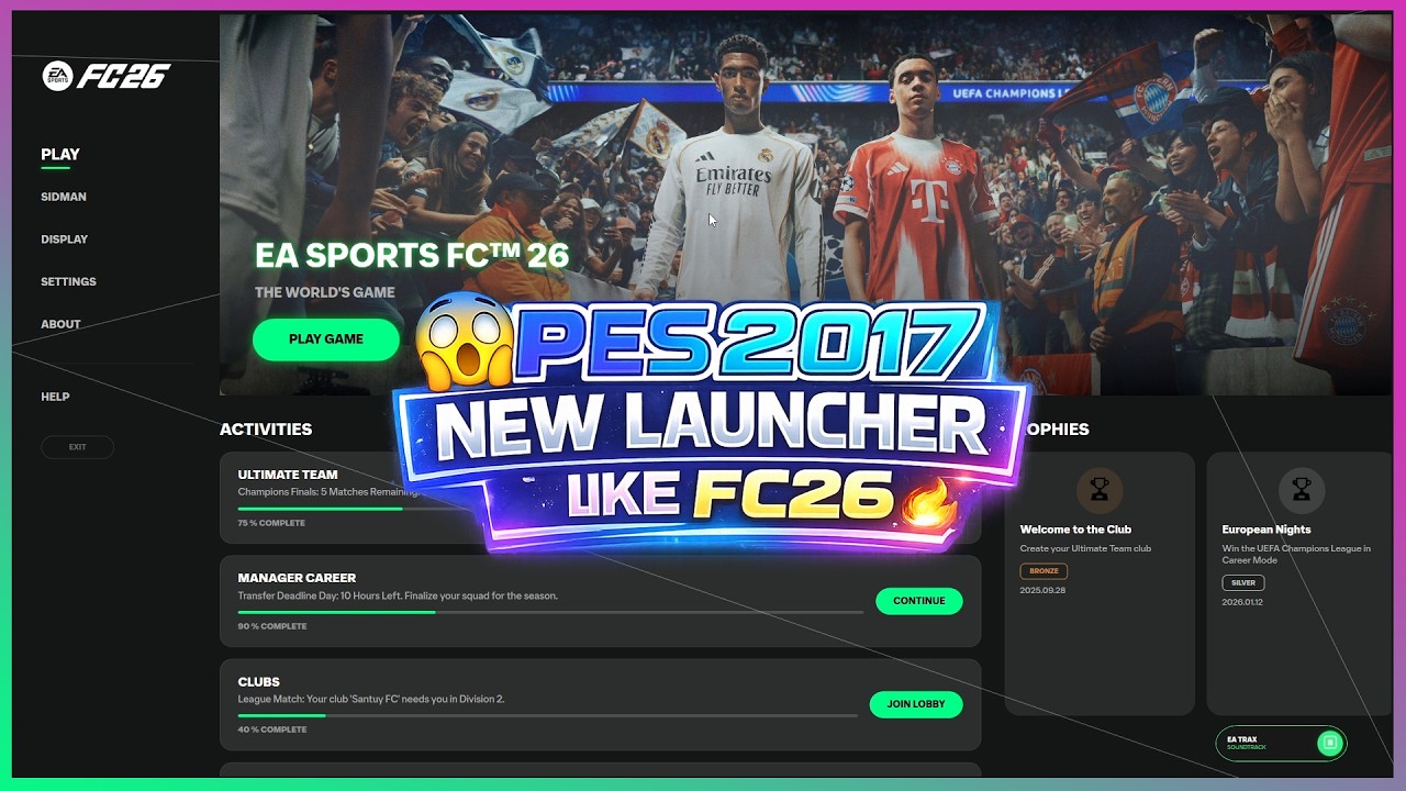 😱 Новый лаунчер для PES 2017, похожий на FC26 🔥