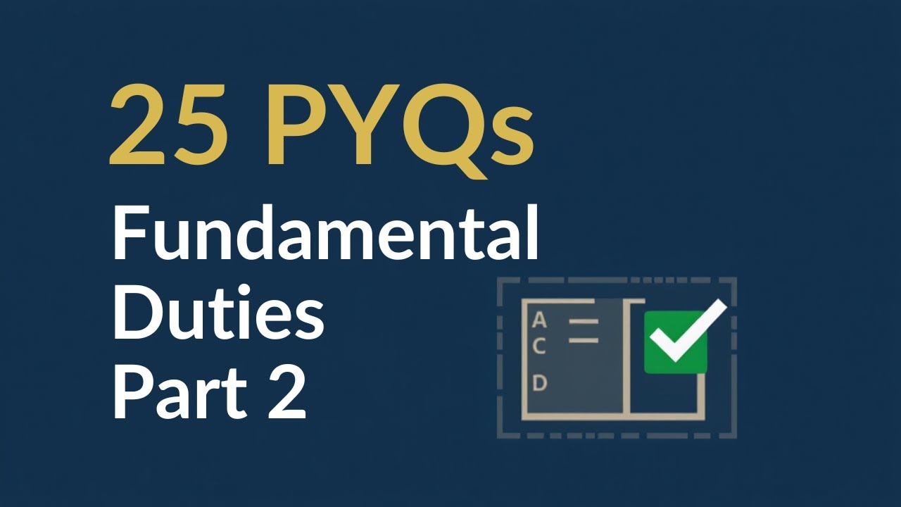 "SSC CGL Fundamental Duties PYQ Telugu | Article 51A 25 Questions Part 2 Solved"