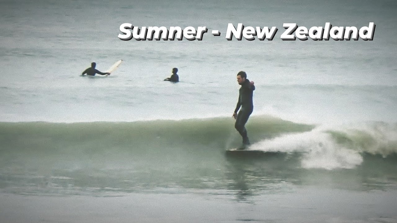 Surfing at Sumner Beach, Christchurch. New Zealand. 13/06/2022.