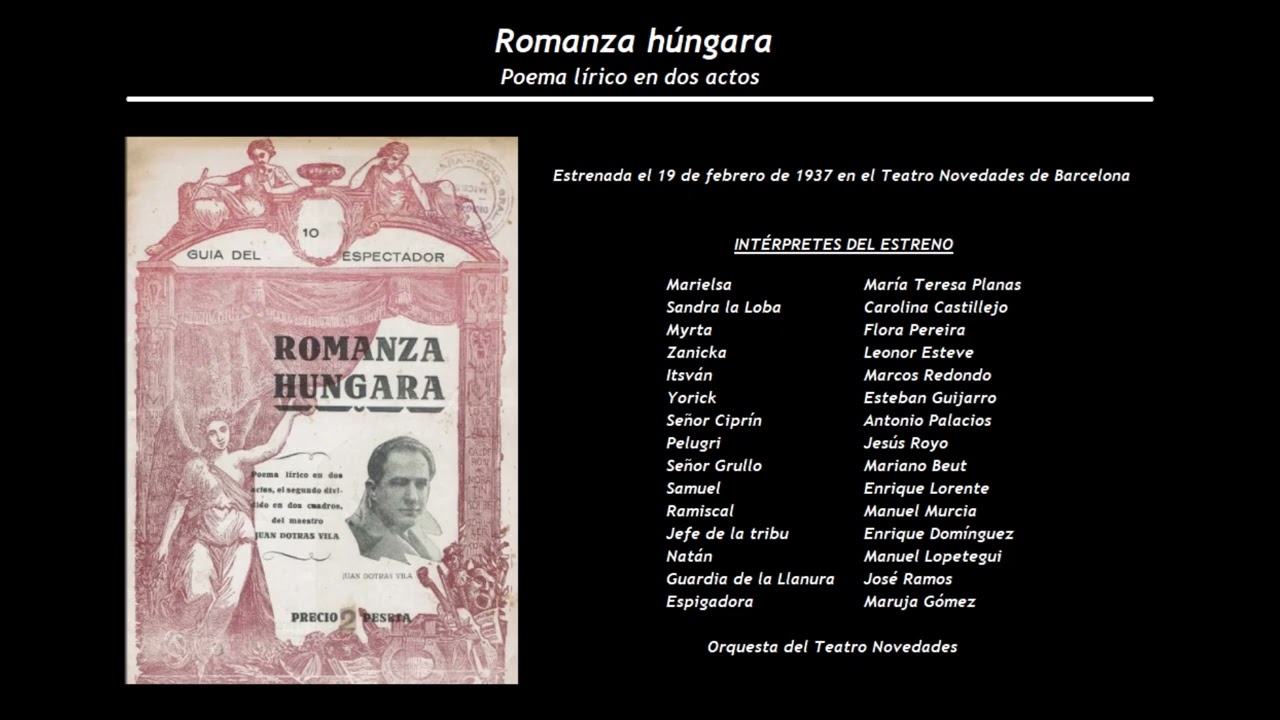 Romanza Húngara - Dúo de Marielsa e Itsván ‘No esperes que te diga’ (1937)   Planas - Redondo