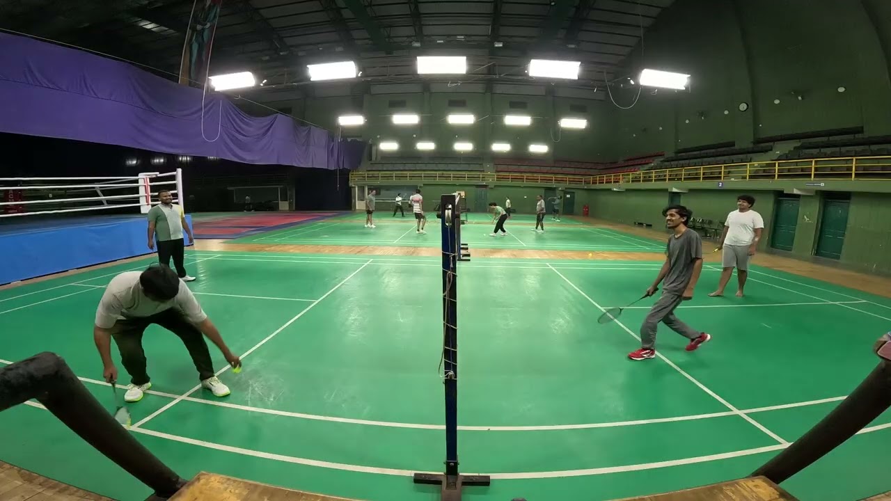 Playing Badminton doubles in Neharu indoor stadium shivamogga : 06/01/2026