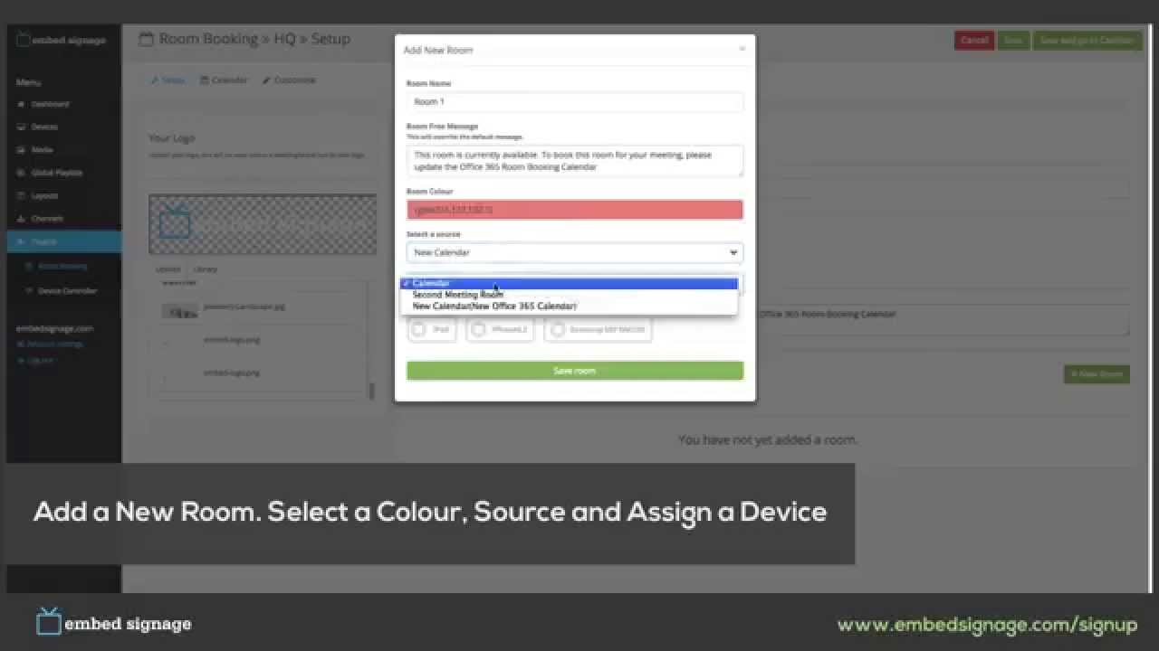 Room Booking Plugin Tutorial for Embed Signage - Digital Signage Software