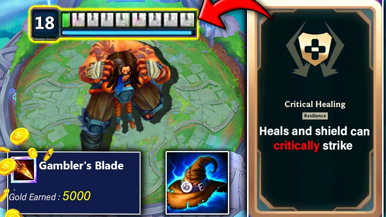 Never-Die Udyr Strategy with Gamblers Blade generates 5000+ Gold and shield can CRIT for 10,000 HP..
