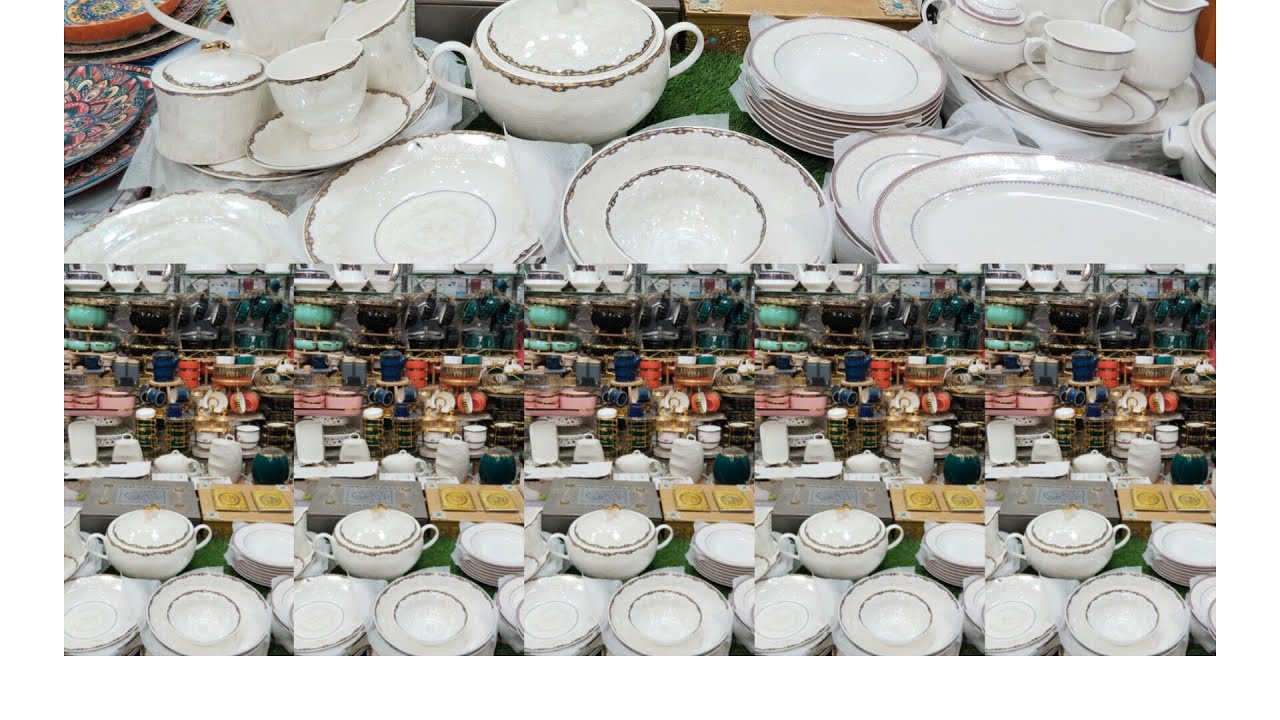 Latest design importied luxury wedding crockery kitchen crockery bridal crockery dinner set tea set 