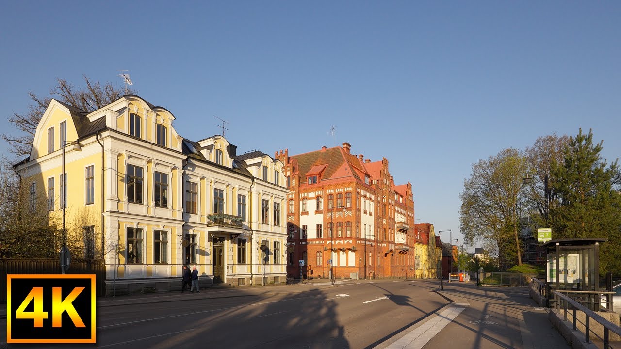 Växjö morning city walk in the south district - 4K Slow TV