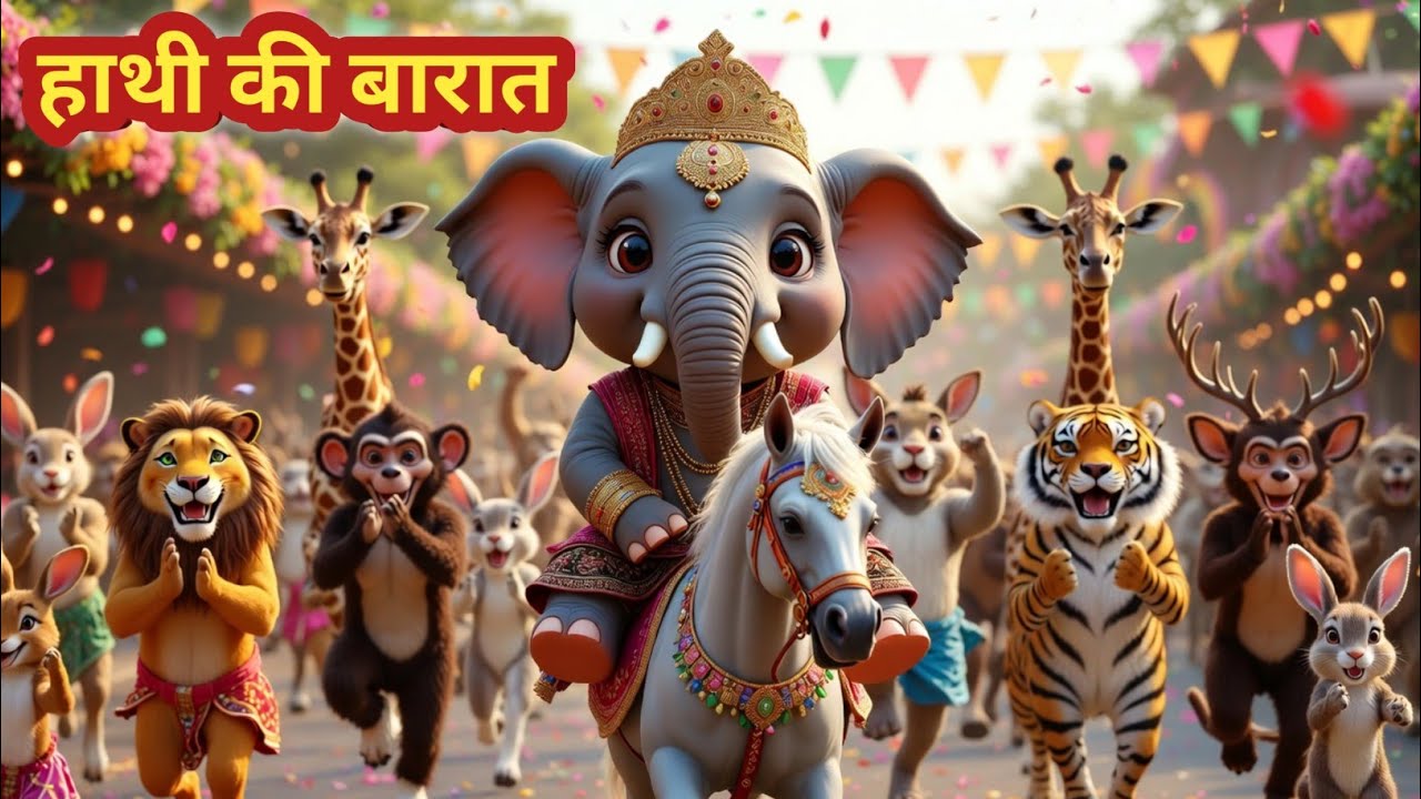 Hathi Ki Barat | Elephant Wedding Cartoon | Funny Kids Rhyme |