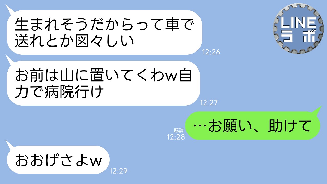 【LINE】破水が始まったので義母に車を出してもらい病院に向かうと途中の山で置き去りにされた…。義母「病院くらい自力で行けw」→数時間後、息子からの連絡により義母が全てを失うことに…