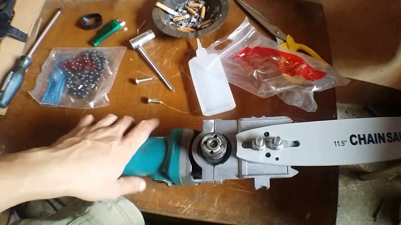 Angle Grinder Chainsaw attachment unboxing, installation and quick demo