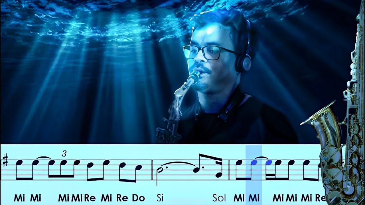 Sax alto - Além do Rio Azul, partitura com notas.
