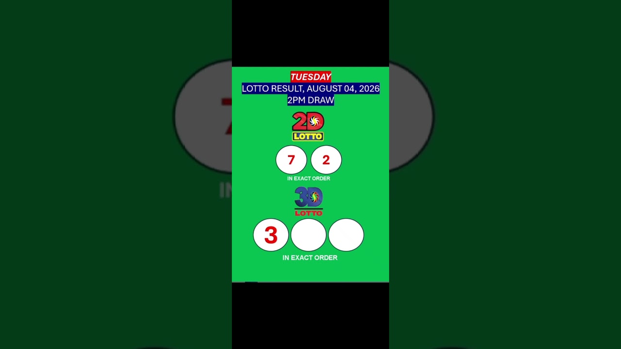 LOTTO RESULTS, 3D LOTTO, EZ2 LOTTO, 2PM DRAW, AUGUST 04, 2026@LottoResultTV15K