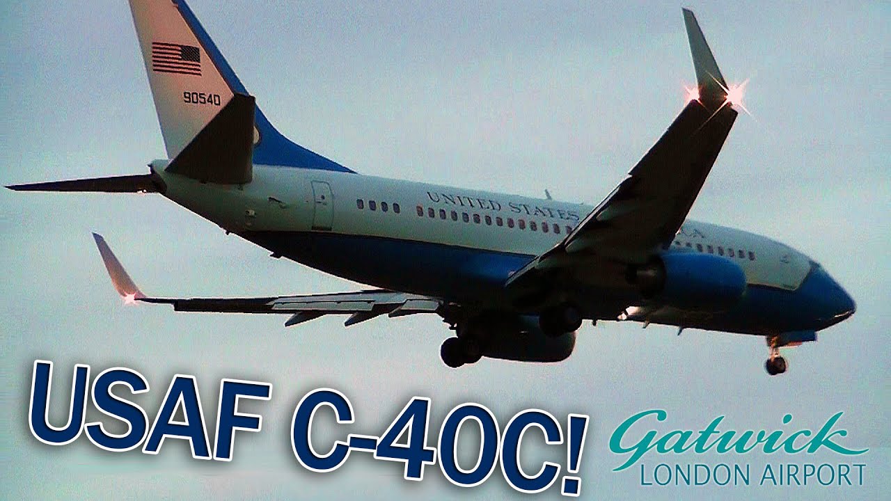 VERY RARE! UNITED STATES AIR FORCE Boeing 737 (C-40C) Landing at London GATWICK Airport (+ATC)