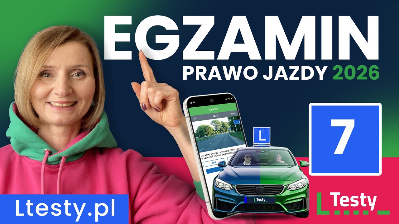 Rozwiąż egzamin na prawo jazdy ✅ kategoria B - Część 7 (2026)