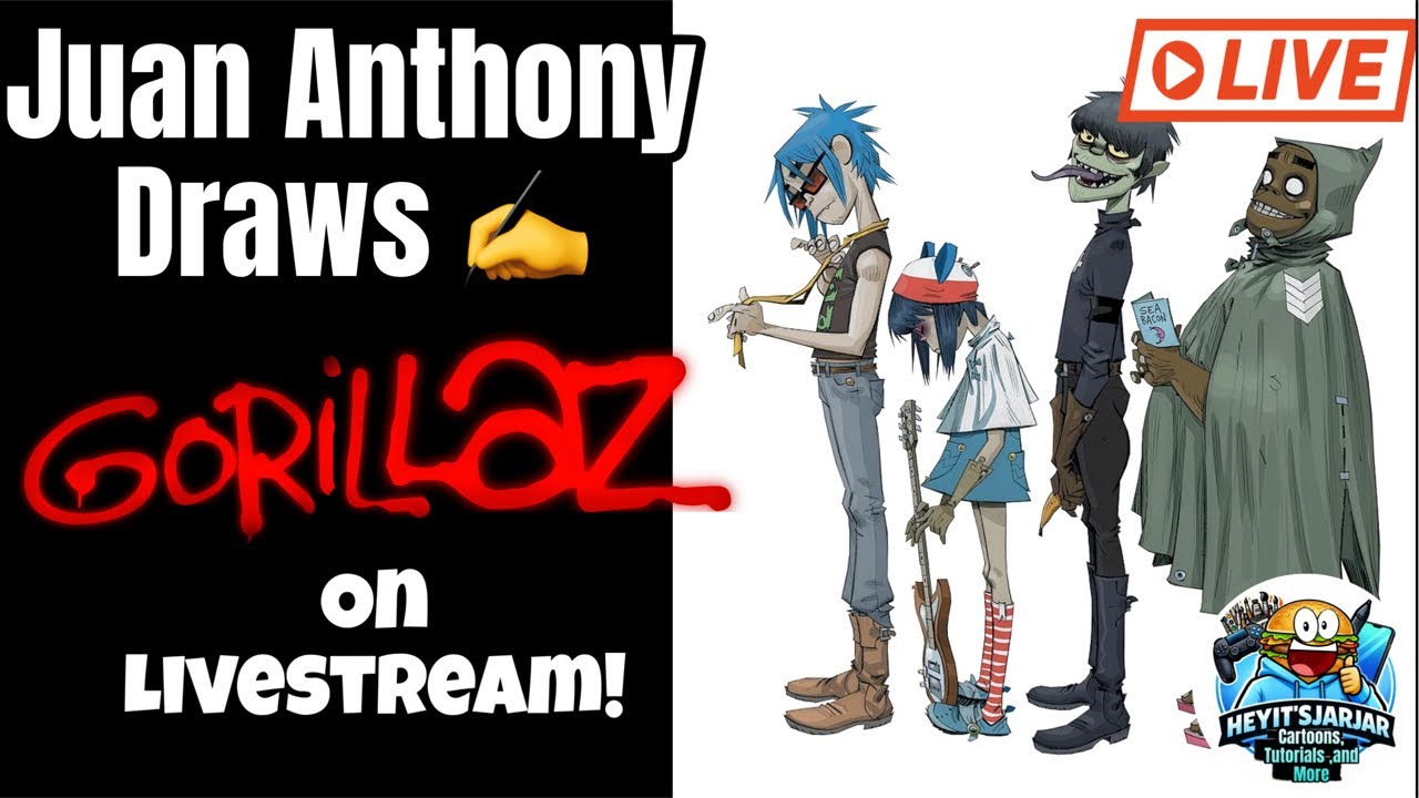 Let’s Draw Gorillaz! #art #drawingprocess #cartoons #gorillaz #howtodraw #livestream #hangoutstream