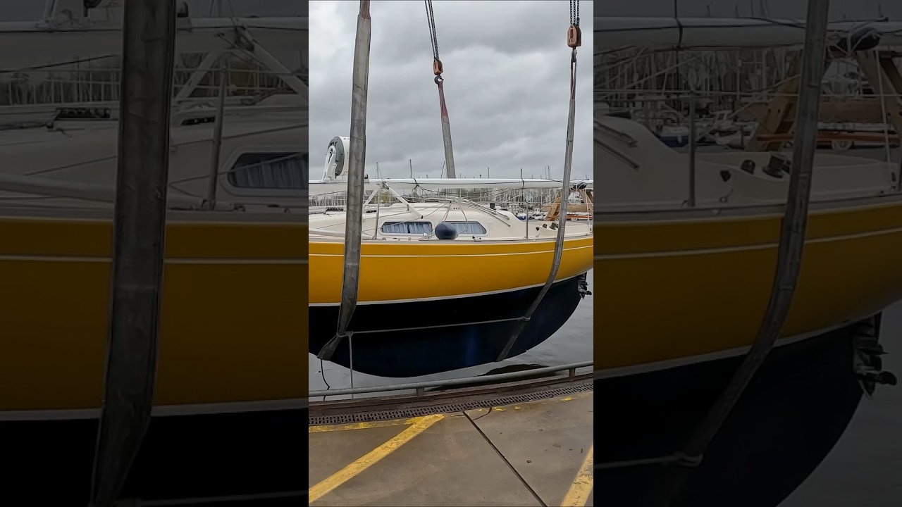 Launching the sailboat that should take me around the world  #sailing #marieholm #adventure #travel