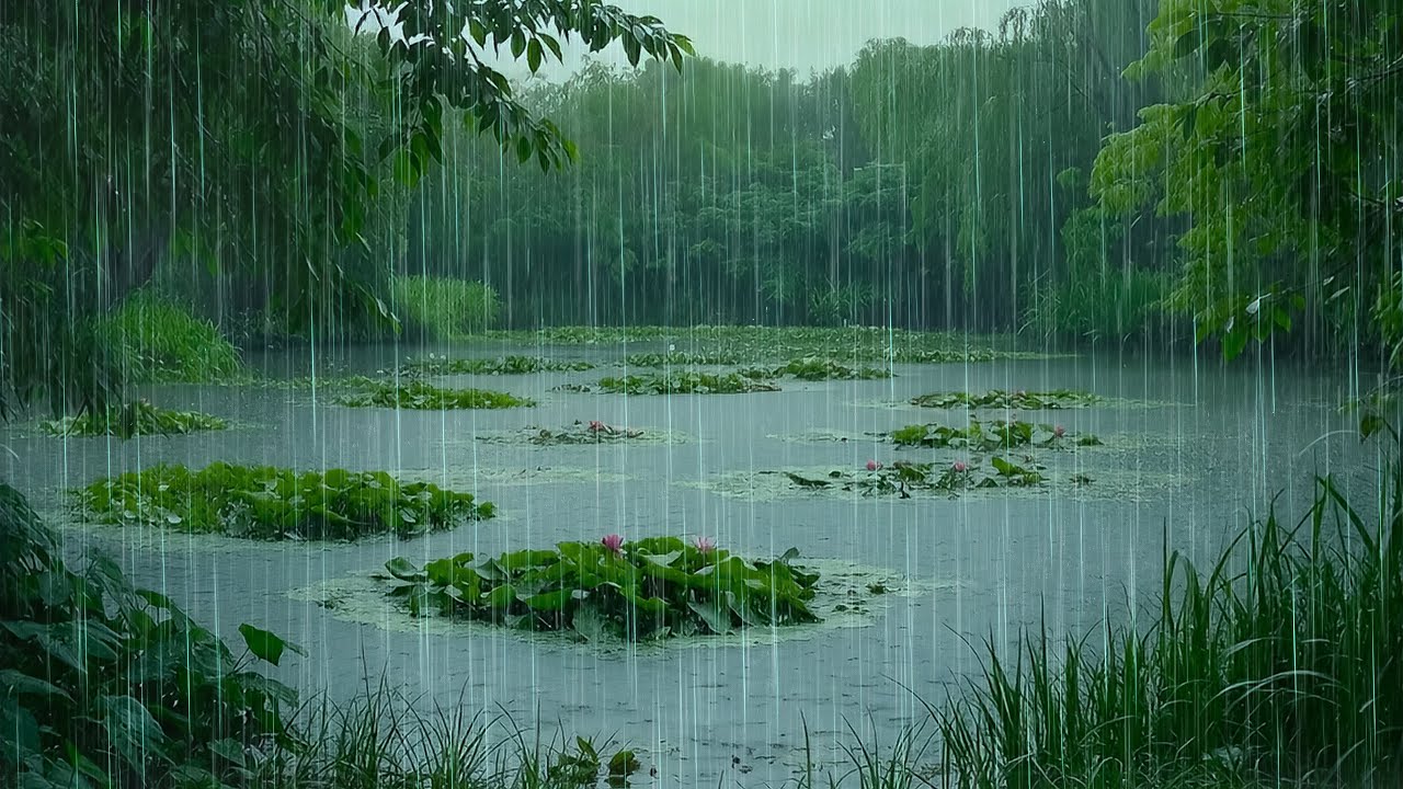 Forest Rain on Beautiful Lake | Gentle Forest Rain ASMR to Deep Sleep & Reduce Stress