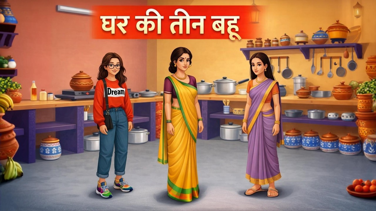 सास ने बहुओं को लगाई क्लास! | घर की तीन बहू | Hindi kahani | Hindi cartoon stories | cartoon story