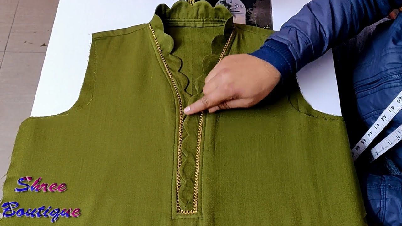 Trendy High Neck Kurti Design with Cutwork Cutting and Stitching || High Neck Design for kurti/suit