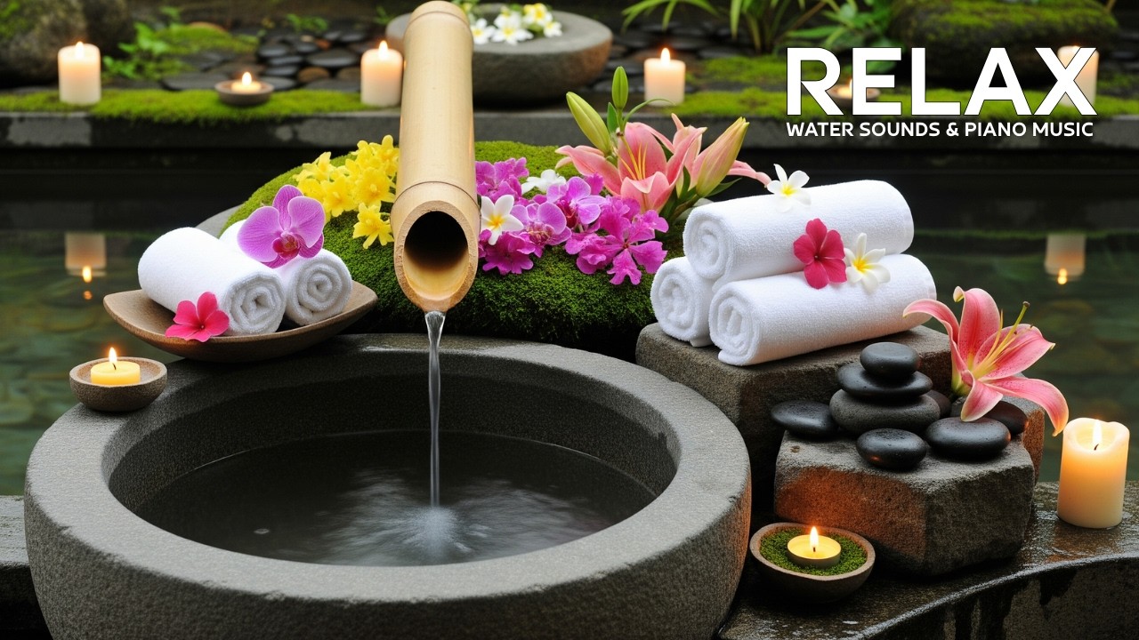 🌿 Bamboo Water Zen & Soft Piano | Inner Peace Night Sounds 🌿