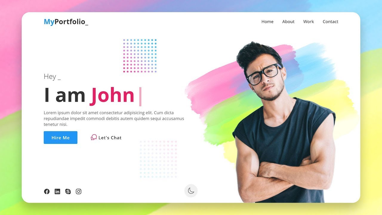 Анимированный сайт-портфолио, созданный с использованием HTML, CSS и JavaScript.