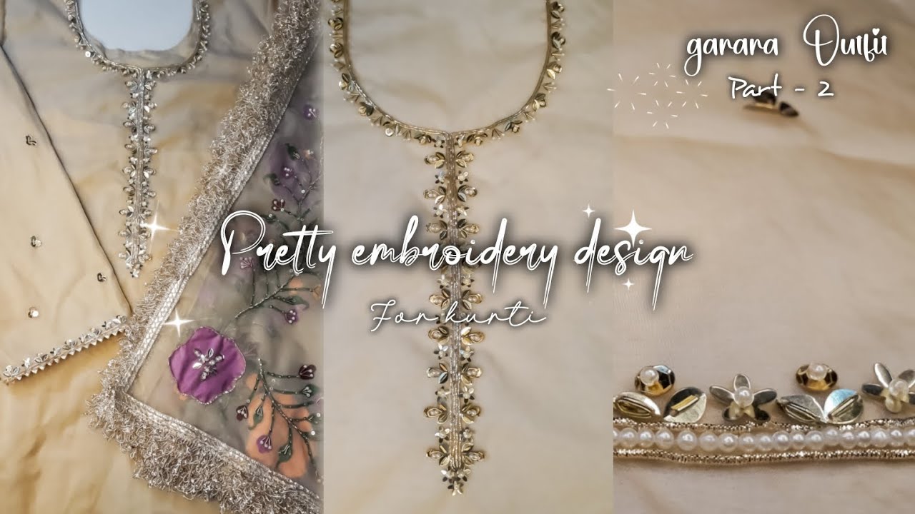 Hand embroidery for kurti 😍💫beads embroidery design | embroidery for neckline @ethnicstitchingvibes