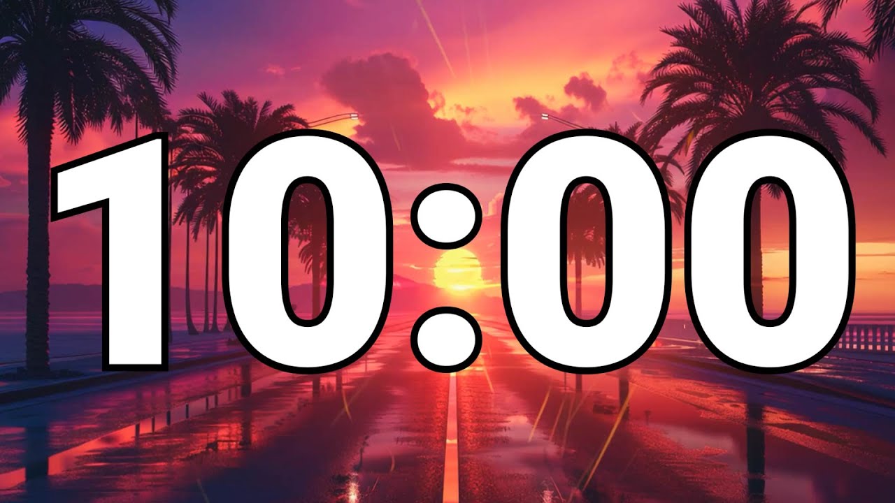 10 Min Countdown Timer ⏳ Chill Downtempo EDM, Study Focus Music, Background Synth | Big Number