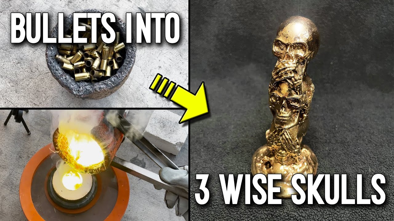 3 Wise Skulls - See No Evil, Hear No Evil, Speak No Evil - Brass Skull Casting