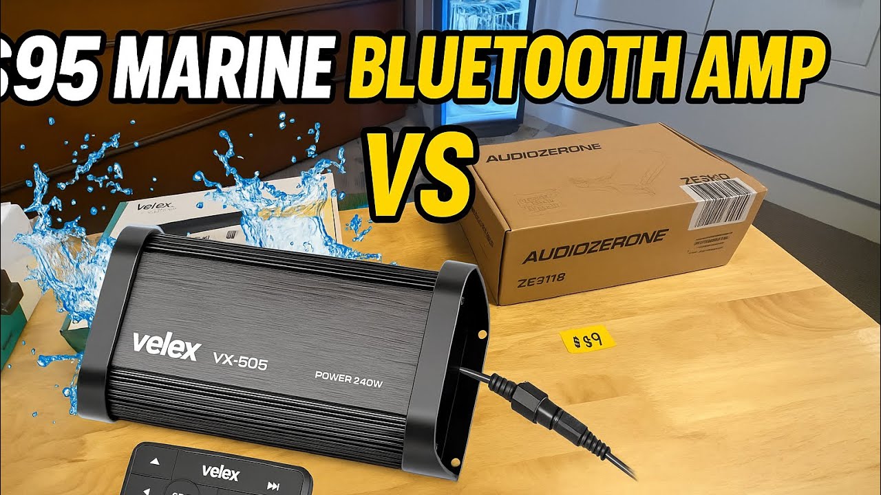 Velex VX505 Waterproof Class D 4-Channel Bluetooth Marine UTV Cart Amplifier Unboxing & Comparison