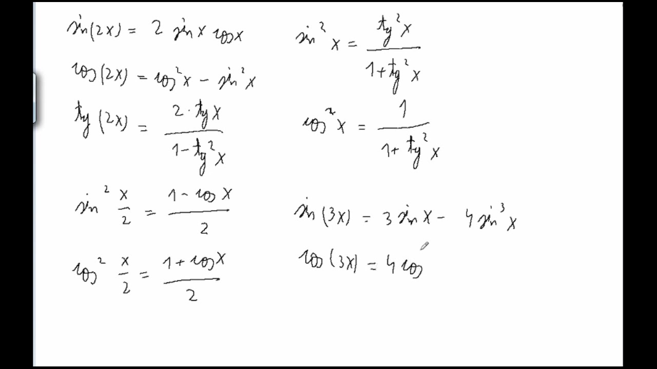 Formule uzuale de trigonometrie (clasa a 9-a)
