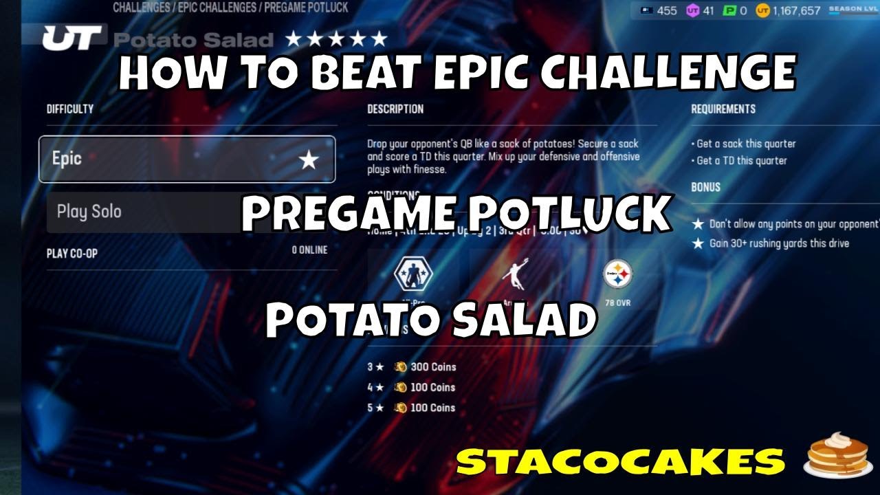 MADDEN 26 HOW TO BEAT EPIC CHALLENGE PREGAME POTLUCK POTATO SALAD SOLO